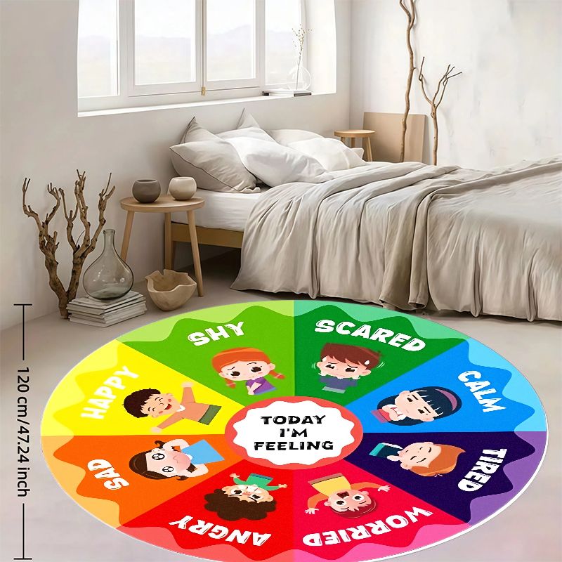 Kids Education Charts - Tappeto rotondo in flanella con ruota